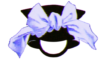 Studio Blighi’s black character wearing a pale bow
